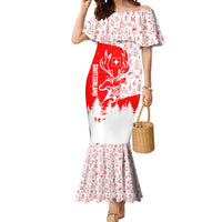 Switzerland Christmas Mermaid Dress with Red Reindeer Snow Forest and Holiday Icon - Wonder Print Shop