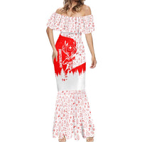 Switzerland Christmas Mermaid Dress with Red Reindeer Snow Forest and Holiday Icon - Wonder Print Shop