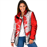 Switzerland Christmas Padded Jacket with Red Reindeer Snow Forest and Holiday Icon - Wonder Print Shop