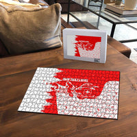 Switzerland Christmas Puzzle with Red Reindeer Snow Forest and Holiday Icon - Wonder Print Shop