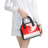 Switzerland Christmas Shoulder Handbag with Red Reindeer Snow Forest and Holiday Icon - Wonder Print Shop