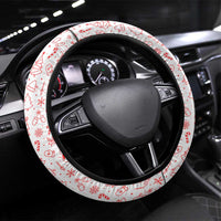 Switzerland Christmas Steering Wheel Cover with Red Reindeer Snow Forest and Holiday Icon - Wonder Print Shop