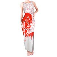 Switzerland Christmas Tank Maxi Dress with Red Reindeer Snow Forest and Holiday Icon - Wonder Print Shop