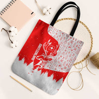 Switzerland Christmas Tote Bag with Red Reindeer Snow Forest and Holiday Icon - Wonder Print Shop