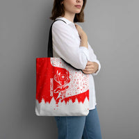 Switzerland Christmas Tote Bag with Red Reindeer Snow Forest and Holiday Icon - Wonder Print Shop