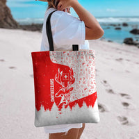 Switzerland Christmas Tote Bag with Red Reindeer Snow Forest and Holiday Icon - Wonder Print Shop