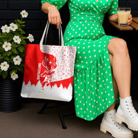 Switzerland Christmas Tote Bag with Red Reindeer Snow Forest and Holiday Icon - Wonder Print Shop