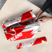 Switzerland Christmas Umbrella with Red Reindeer Snow Forest and Holiday Icon - Wonder Print Shop