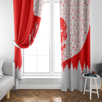 Switzerland Christmas Window Curtain with Red Reindeer Snow Forest and Holiday Icon - Wonder Print Shop