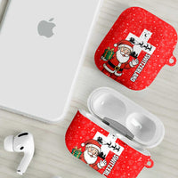 Switzerland Christmas AirPods Case with Santa Sleigh Silhouette and Red Holiday Icon - Wonder Print Shop