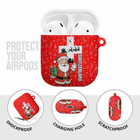 Switzerland Christmas AirPods Case with Santa Sleigh Silhouette and Red Holiday Icon - Wonder Print Shop