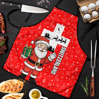 Switzerland Christmas Apron with Santa Sleigh Silhouette and Red Holiday Icon - Wonder Print Shop