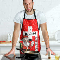 Switzerland Christmas Apron with Santa Sleigh Silhouette and Red Holiday Icon - Wonder Print Shop