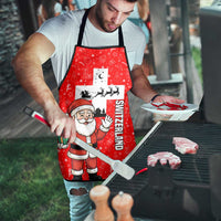Switzerland Christmas Apron with Santa Sleigh Silhouette and Red Holiday Icon - Wonder Print Shop