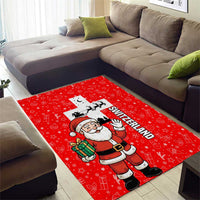 Switzerland Christmas Area Rug with Santa Sleigh Silhouette and Red Holiday Icon - Wonder Print Shop