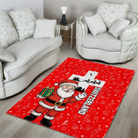 Switzerland Christmas Area Rug with Santa Sleigh Silhouette and Red Holiday Icon - Wonder Print Shop