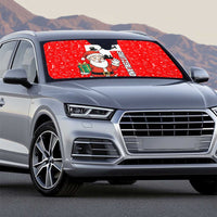 Switzerland Christmas Auto Sun Shade with Santa Sleigh Silhouette and Red Holiday Icon - Wonder Print Shop