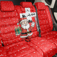 Switzerland Christmas Back Car Seat Cover with Santa Sleigh Silhouette and Red Holiday Icon - Wonder Print Shop