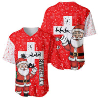 Switzerland Christmas Baseball Jersey with Santa Sleigh Silhouette and Red Holiday Icon - Wonder Print Shop