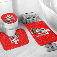 Switzerland Christmas Bathroom Set with Santa Sleigh Silhouette and Red Holiday Icon - Wonder Print Shop