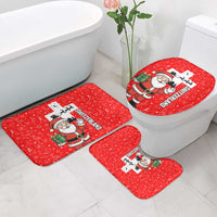 Switzerland Christmas Bathroom Set with Santa Sleigh Silhouette and Red Holiday Icon - Wonder Print Shop