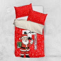 Switzerland Christmas Bedding Set with Santa Sleigh Silhouette and Red Holiday Icon - Wonder Print Shop
