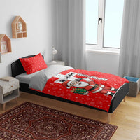 Switzerland Christmas Bedding Set with Santa Sleigh Silhouette and Red Holiday Icon - Wonder Print Shop