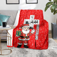 Switzerland Christmas Blanket with Santa Sleigh Silhouette and Red Holiday Icon - Wonder Print Shop