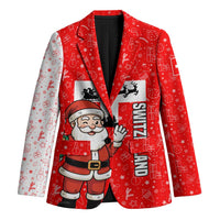 Switzerland Christmas Blazer with Santa Sleigh Silhouette and Red Holiday Icon - Wonder Print Shop