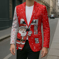 Switzerland Christmas Blazer with Santa Sleigh Silhouette and Red Holiday Icon - Wonder Print Shop