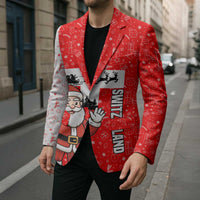 Switzerland Christmas Blazer with Santa Sleigh Silhouette and Red Holiday Icon - Wonder Print Shop