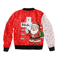 Switzerland Christmas Bomber Jacket with Santa Sleigh Silhouette and Red Holiday Icon - Wonder Print Shop