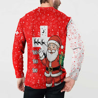 Switzerland Christmas Button Sweatshirt with Santa Sleigh Silhouette and Red Holiday Icon - Wonder Print Shop