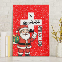 Switzerland Christmas Canvas Wall Art with Santa Sleigh Silhouette and Red Holiday Icon - Wonder Print Shop