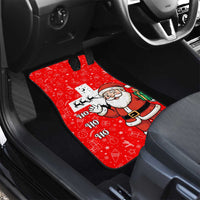 Switzerland Christmas Car Mats with Santa Sleigh Silhouette and Red Holiday Icon - Wonder Print Shop