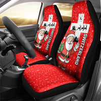 Switzerland Christmas Car Seat Cover with Santa Sleigh Silhouette and Red Holiday Icon - Wonder Print Shop