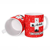 Switzerland Christmas Ceramic Mug with Santa Sleigh Silhouette and Red Holiday Icon - Wonder Print Shop