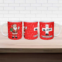 Switzerland Christmas Ceramic Mug with Santa Sleigh Silhouette and Red Holiday Icon - Wonder Print Shop