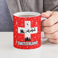 Switzerland Christmas Ceramic Mug with Santa Sleigh Silhouette and Red Holiday Icon - Wonder Print Shop
