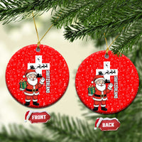 Switzerland Christmas Ceramic Ornament with Santa Sleigh Silhouette and Red Holiday Icon - Wonder Print Shop
