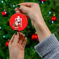 Switzerland Christmas Ceramic Ornament with Santa Sleigh Silhouette and Red Holiday Icon - Wonder Print Shop