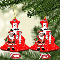 Switzerland Christmas Ceramic Ornament with Santa Sleigh Silhouette and Red Holiday Icon - Wonder Print Shop
