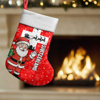 Switzerland Christmas Stocking with Santa Sleigh Silhouette and Red Holiday Icon - Wonder Print Shop