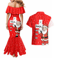 Switzerland Christmas Couples Matching Mermaid Dress and Hawaiian Shirt with Santa Sleigh Silhouette and Red Holiday Icon - Wonder Print Shop