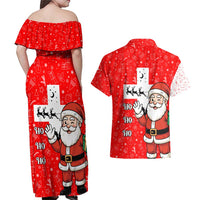 Switzerland Christmas Couples Matching Off Shoulder Maxi Dress and Hawaiian Shirt with Santa Sleigh Silhouette and Red Holiday Icon - Wonder Print Shop