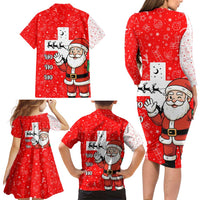Switzerland Christmas Family Matching Long Sleeve Bodycon Dress and Hawaiian Shirt with Santa Sleigh Silhouette and Red Holiday Icon - Wonder Print Shop