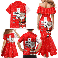 Switzerland Christmas Family Matching Mermaid Dress and Hawaiian Shirt with Santa Sleigh Silhouette and Red Holiday Icon - Wonder Print Shop