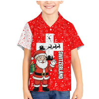 Switzerland Christmas Family Matching Mermaid Dress and Hawaiian Shirt with Santa Sleigh Silhouette and Red Holiday Icon - Wonder Print Shop