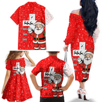 Switzerland Christmas Family Matching Off The Shoulder Long Sleeve Dress and Hawaiian Shirt with Santa Sleigh Silhouette and Red Holiday Icon - Wonder Print Shop