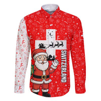 Switzerland Christmas Family Matching Off The Shoulder Long Sleeve Dress and Hawaiian Shirt with Santa Sleigh Silhouette and Red Holiday Icon - Wonder Print Shop